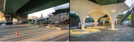 서울시, 한남1고가 아래 나팔꽃 모양 쉼터 조성