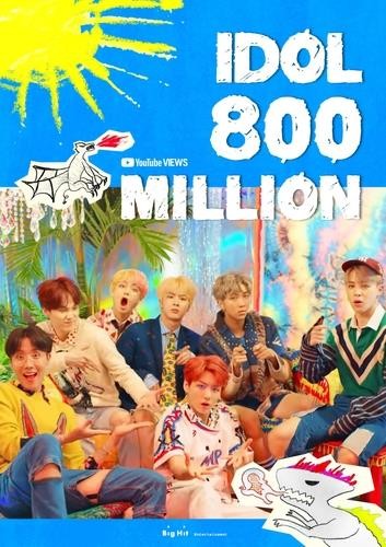 'Idol' becomes 5th BTS music video to hit 800 mln YouTube views