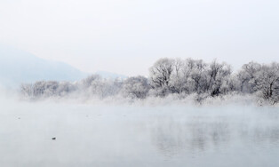 Hoarfrost forms on the Soyang River in Chuncheon