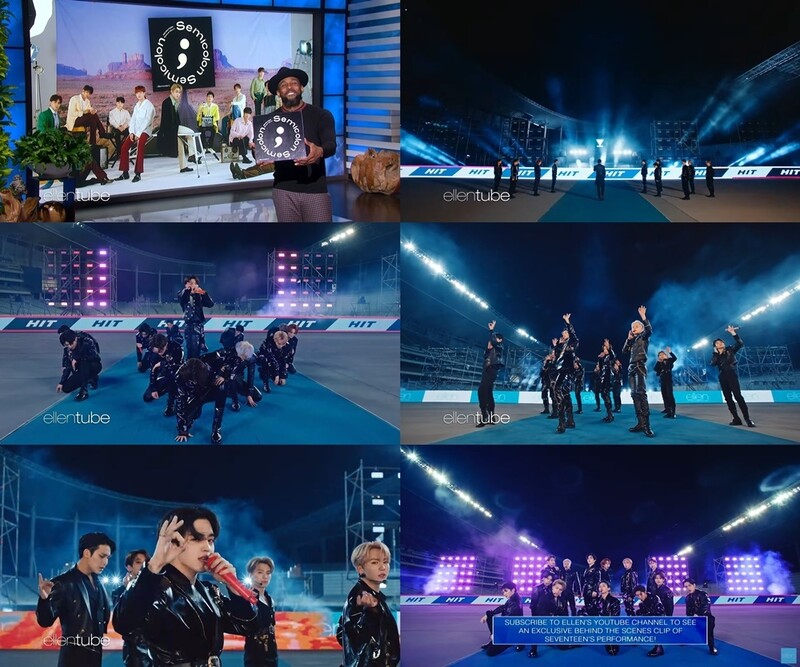 미국 '엘런쇼' 뜬 세븐틴, 야외경기장서 '히트' 퍼포먼스