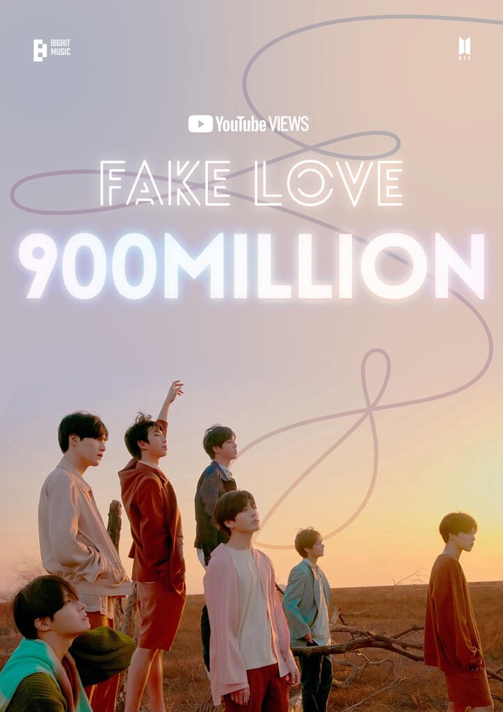 'Fake Love' becomes 4th BTS video to top 900 mln views