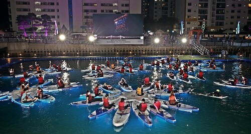 BIFF offers movie-watching experience at unlikely place: on paddleboards