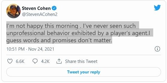 뉴욕 메츠 구단주, 약속 어긴 매츠 에이전트 맹비난