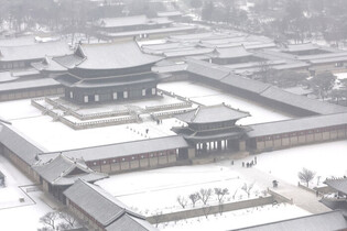 Snow-covered palace