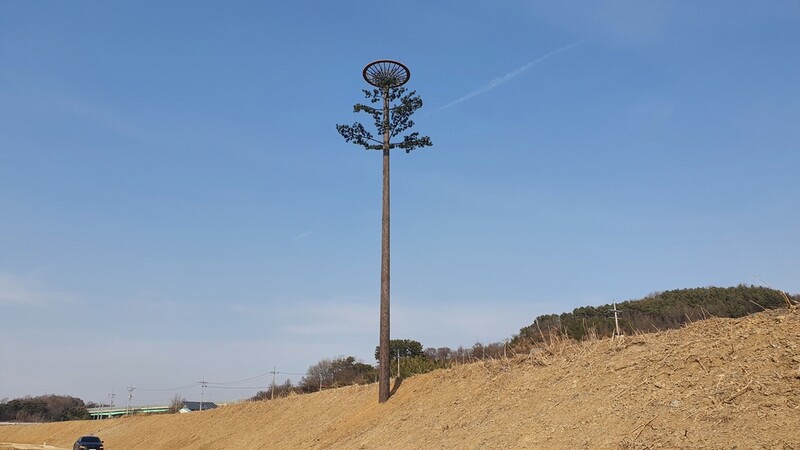 서천 봉선저수지에 천연기념물 '황새' 둥지 탑 조성