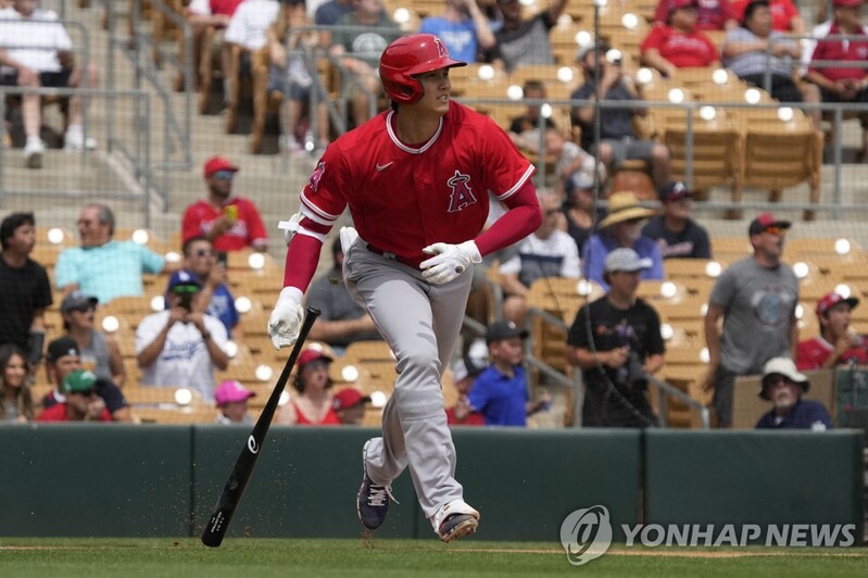 지난해 아메리칸리그 MVP 오타니, 시범경기서 첫 홈런