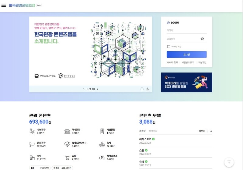 관광콘텐츠 70만건 등재 플랫폼 '한국관광 콘텐츠랩' 구축