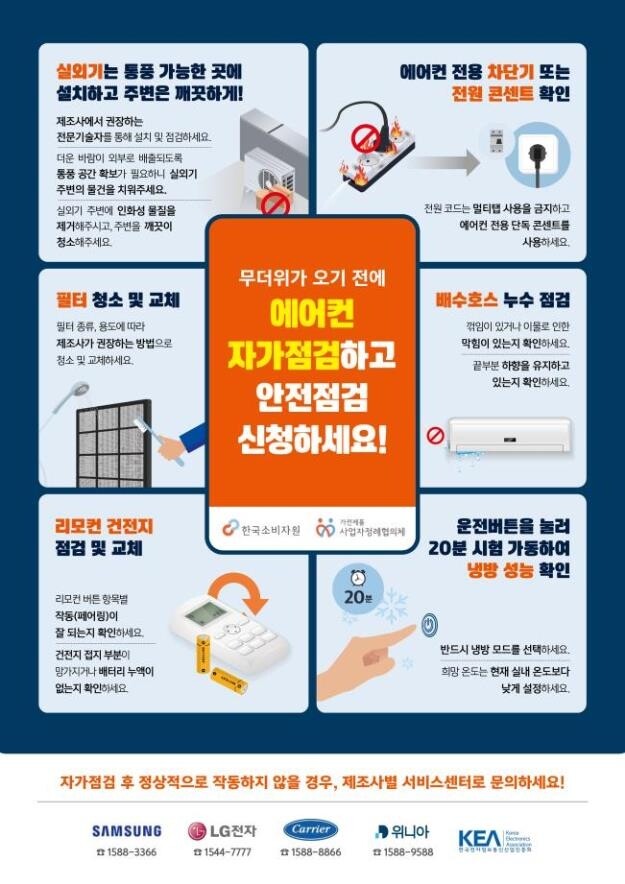 소비자원, 에어컨 사전점검 캠페인…제조사서 무상 점검