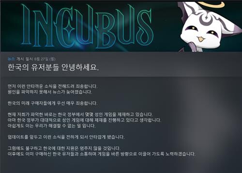 게임물관리위, 스팀에 공문 보내 성인용 게임 국내 차단