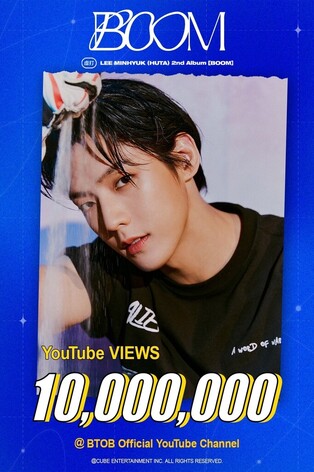 BTOB Lee Min-hyuk (HUTA)'s  'BOOM' m/v surpasses 10 mil YouTube views
