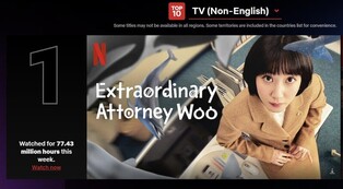 Undying popularity...‘Extraordinary Attorney Woo’ tops Netflix viewership chart for fourth week