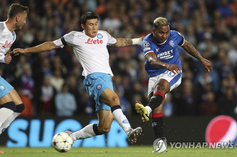 '김민재 풀타임 복귀' 나폴리, 10명 뛴 레인저스에 3-0 완승