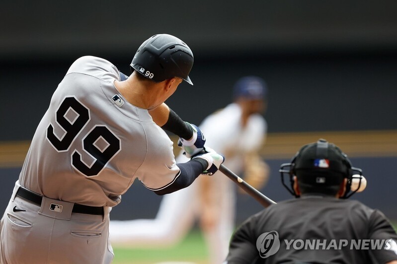 양키스 저지, 4경기 만에 또 멀티 홈런…시즌 60호까지 1개 남아