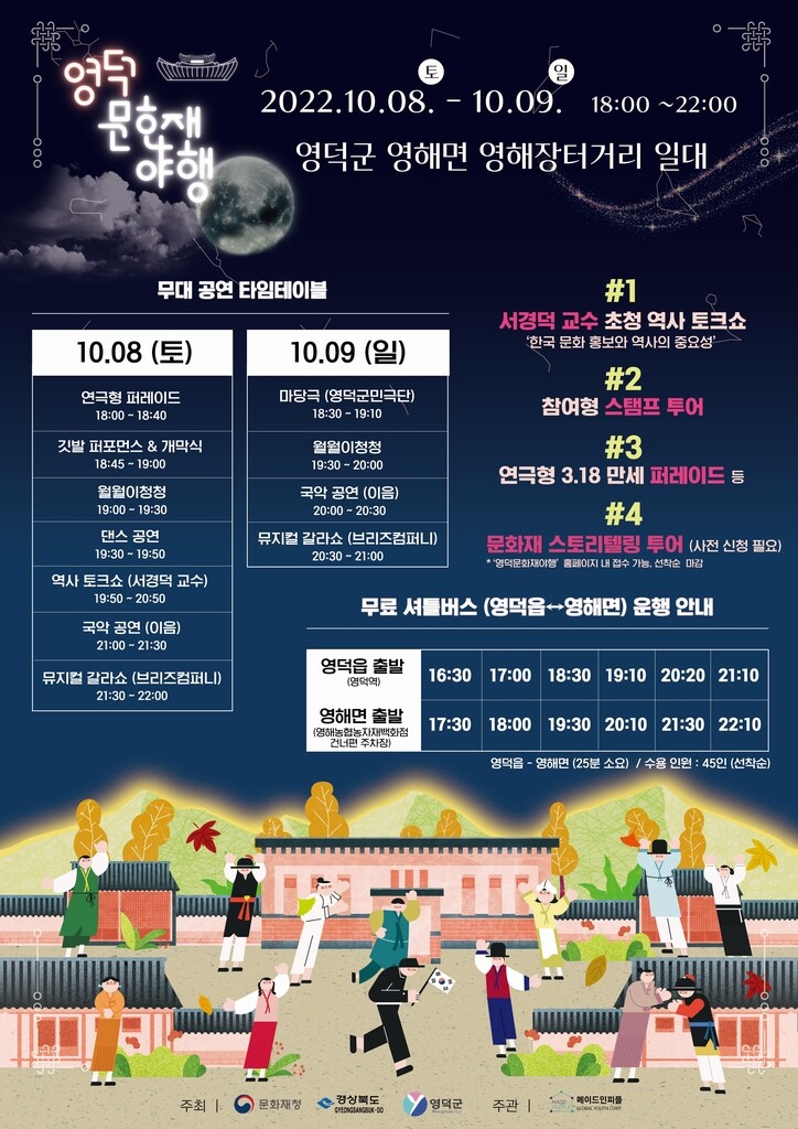 근대 건물 보존된 영덕 영해장터거리에서 '달빛여행' 즐기세요