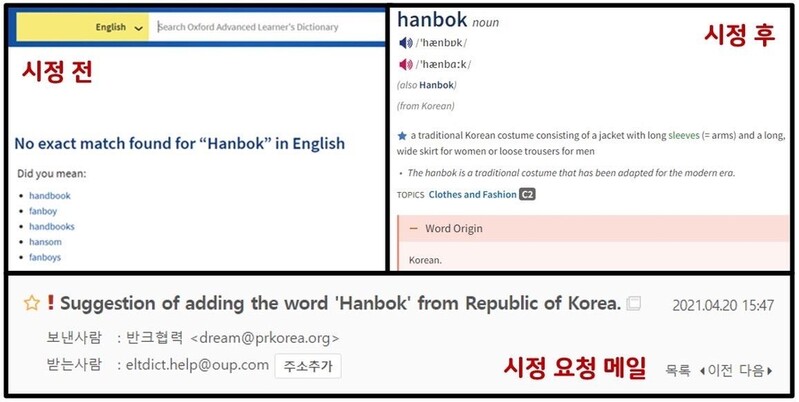 옥스퍼드 학습자용 영어사전에 'hanbok' 단어 등재됐다
