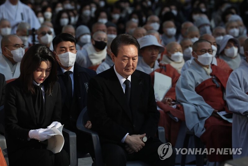 Yoon attends Buddhist service for victims of Halloween crowd crush
