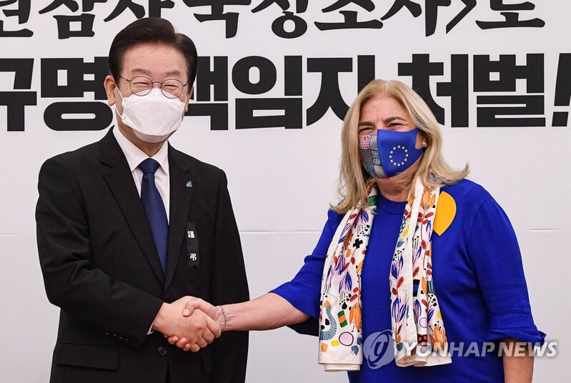 DP leader stresses 'permanent peace regime' on Korean Peninsula in meeting with EU ambassador
