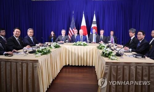 Yoon, Biden, Kishida agree to strengthen deterrence against N. Korea