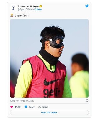 Son Heung-min returns to practice with face mask