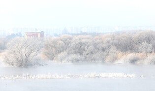 [K-Geography] Hoarfrost forms on river
