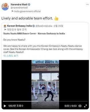 'RRR' dance video by S. Korean Embassy in India goes viral, gets promoted by Modi