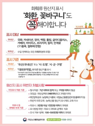 농관원, 가정의달 카네이션 등 화훼류 원산지 특별단속