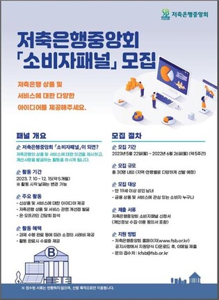 저축은행중앙회, 소비자 패널 모집…상품·서비스 설문조사