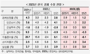 현대경제硏, 올해 경제성장률 전망 1.8%→1.2% 하향