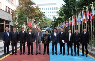 투르크메니스탄 경제사절단, 국기원 방문…태권도 공연 등 관람