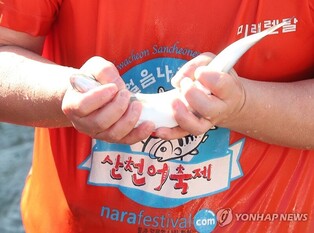 화천 산천어축제 얼음낚시 '밀당' 한판…"월척이다" 환호