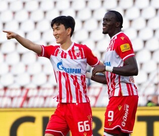 황인범 시즌 6호골 작렬…즈베즈다, 라드니츠키에 3-2 승리