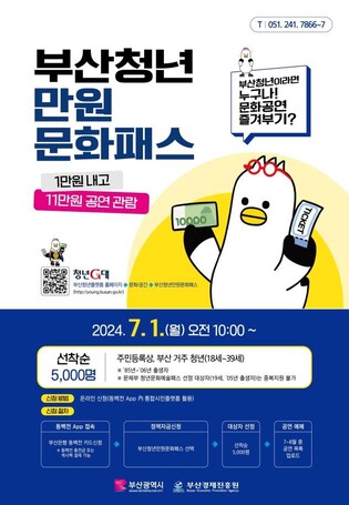 1만원 내면 11만원 공연 관람…7월부터 부산청년만원문화패스