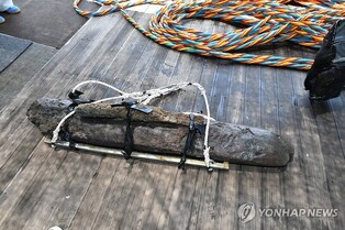 30㎏ 장비 착용하고 물속으로 '풍덩'…"목재 조각 찾았습니다"