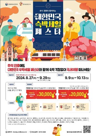 추석 연휴 비수도권 숙박할인권 20만장 배포…최대 3만원 할인