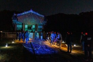 Autumn Royal Tomb Outing: Walking with Tomb Keeper Under Drone Lights