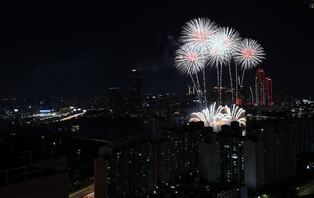 Fireworks paint night sky in Seoul