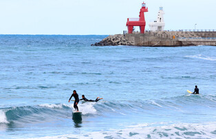 Surfing off Jeju