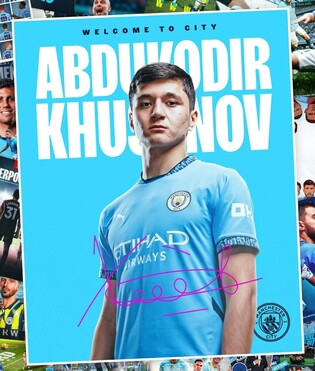 우즈베크 출신 첫 EPL 진출…20세 수비수 후사노프, 맨시티 입단