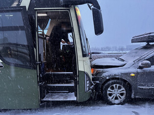 Accident on snowy highway