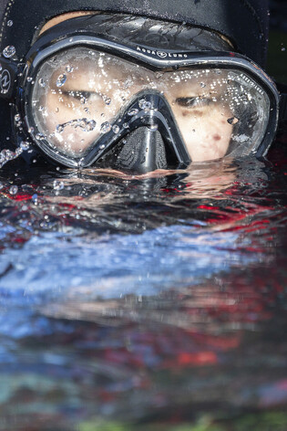 Wintertime disaster response drill in reservoir