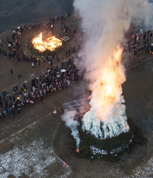 Holiday bonfire for good luck