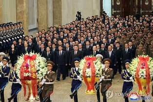 N. Korea's Kim visits mausoleum to mark 31st anniversary of founder's death