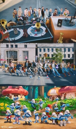 SEVENTEEN releases special “God of Music” music video in collaboration with the Smurfs