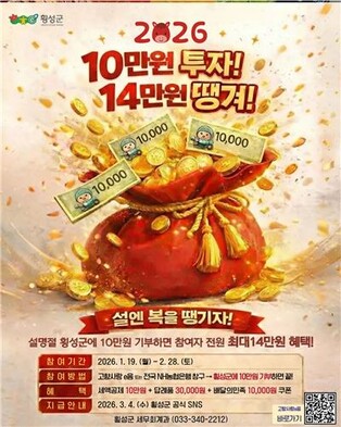 횡성군, 고향사랑기부제 '설 명절 특별 이벤트' 전개