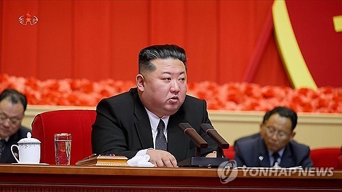 North Korean leader Kim Jong-un speaks during the closing session of the third workshop for officials in the information sector of the Workers' Party of Korea in Pyongyang on Sept. 21, 2026, in this photo taken from the North's official Korean Central Television the next day. (For Use Only in the Republic of Korea. No Redistribution) (Yonhap)