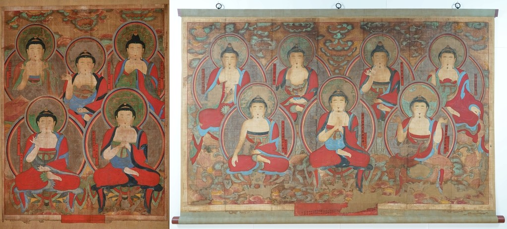 '순천 송광사 오십삼불회도' 왼쪽은 오불도, 오른쪽은 칠불도 [국가유산청 제공. 재판매 및 DB 금지]