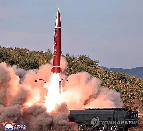  North Korea test-fires a tactical ballistic missile on Oct. 12, 2026, in this file photo released by the North's Korean Central News Agency the following day. (For Use Only in the Republic of Korea. No Redistribution) (Yonhap)
