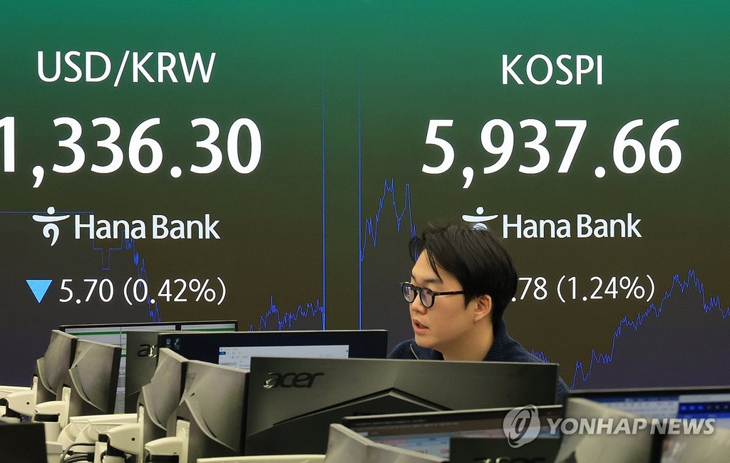  This photo, taken Oct. 29, 2026, shows the dealing room of Hana Bank in Seoul. (Yonhap)