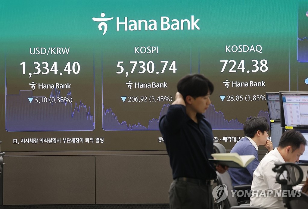  Financial data is shown on a screen in the dealing room of Hana Bank in central Seoul after the market closed Oct. 30, 2026. (Yonhap)